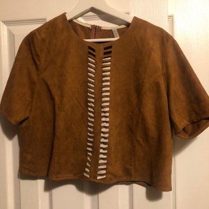 Brown Suede Crop top